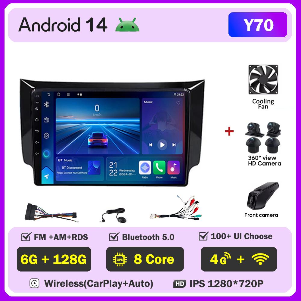 Автомобильное радио Android 14 для Nissan Sylphy B17 Sentra 12 2013-2018 2din Carplay Auto Screen Stereo Head Unit Autoradio 10 дюймов Wifi