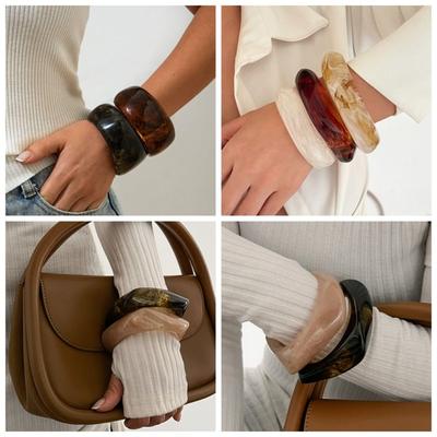 Богемный Акриловый Браслет Европа Американский Стиль Широкие Массивные Браслеты Украшение