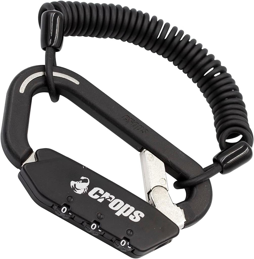 Crops Carabiner Lock with Coil Wire ELK 3mm X 1500mm 3 Digit Dial SPD03-SC01 (Black)