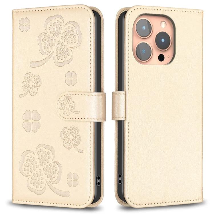 Для iPhone 16 Pro Max чехол Four Leaf Clover Phone Защитный кожаный чехол