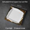 Керамические обеденные тарелки ZISIZ квадратной формы с золотым ободком, набор из 2 штук