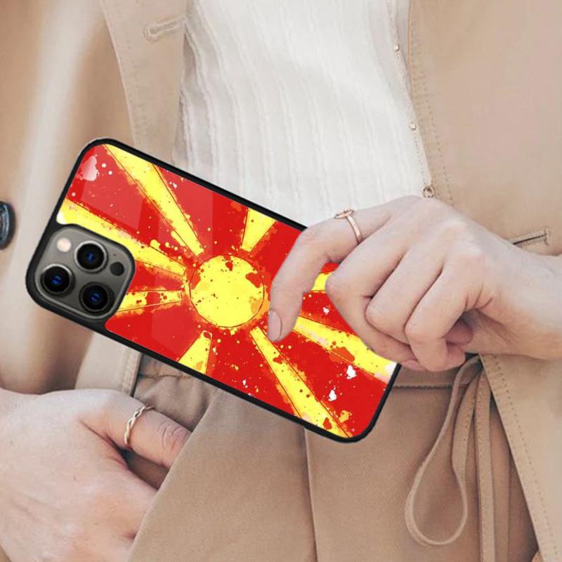 Магнитный чехол для телефона с флагом Македонии для APPLE iPhone 17 Air 16 14 13 12 Pro Max 15 Plus Беспроводная зарядка с чехлом MagSafe