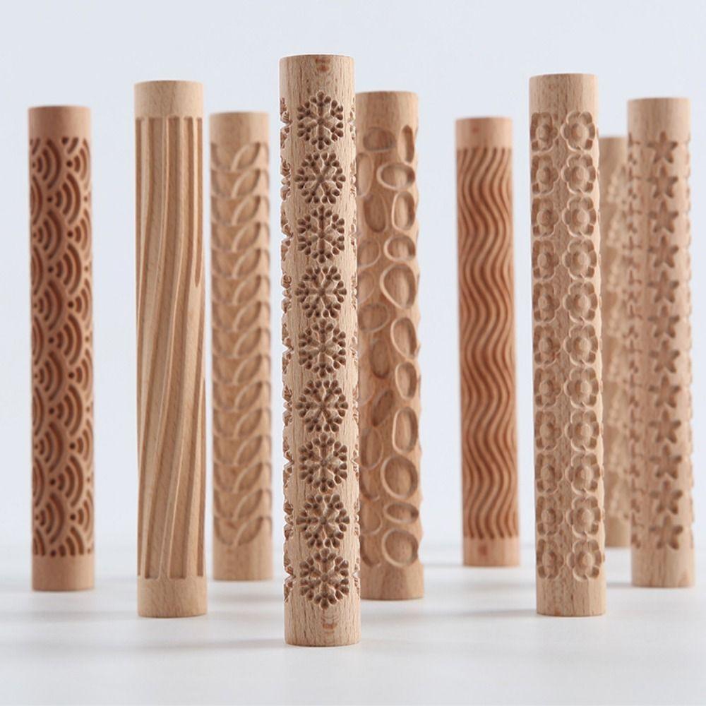 DIY Деревянный прижимной ролик Креативный рельефный скалка Керамика Искусство Глиняный ролик Инструмент для гончарного дела
