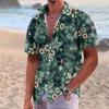 Men's Summer New Loose Print Short Sleeve Shirt Cardigan Beach Shirt