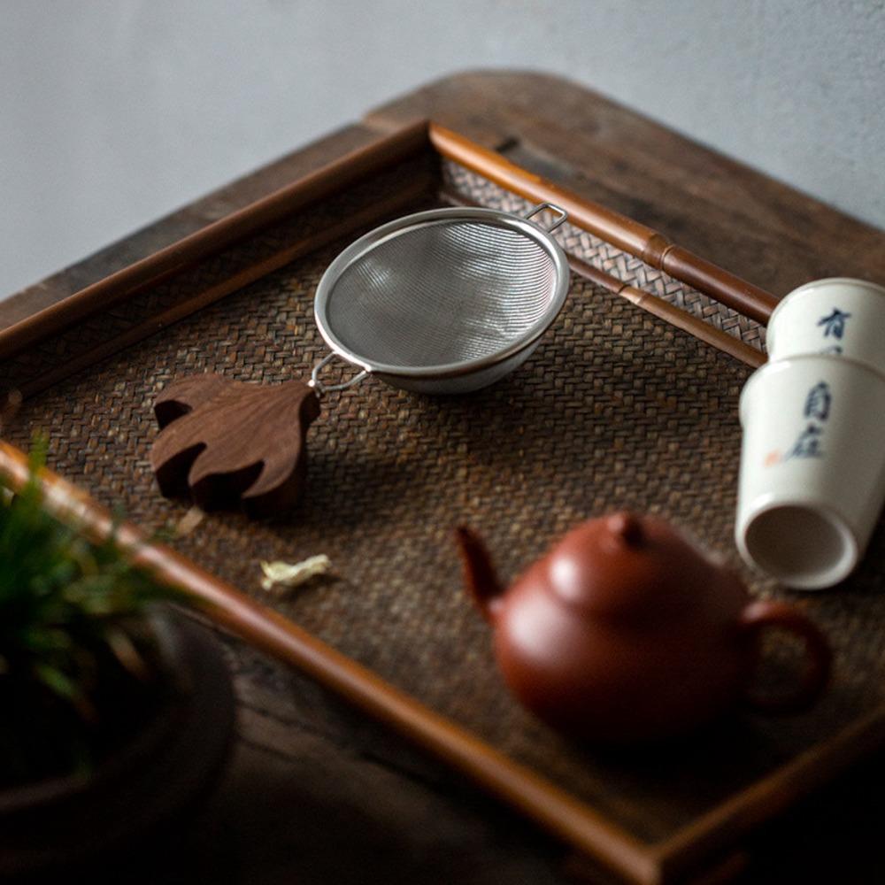 Tea Accessories Stainless Steel Tea Strainer Fine Mesh Wooden Handle Tea Infuser Easy To Clean Tea Filter Office Use