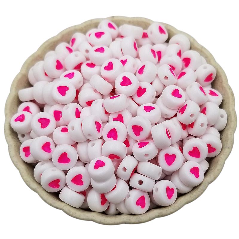50 шт., 7 мм, белые бусины, разноцветные бусины в виде сердца любви, бусины для самостоятельного изготовления ювелирных изделий, принадлежности для рукоделия