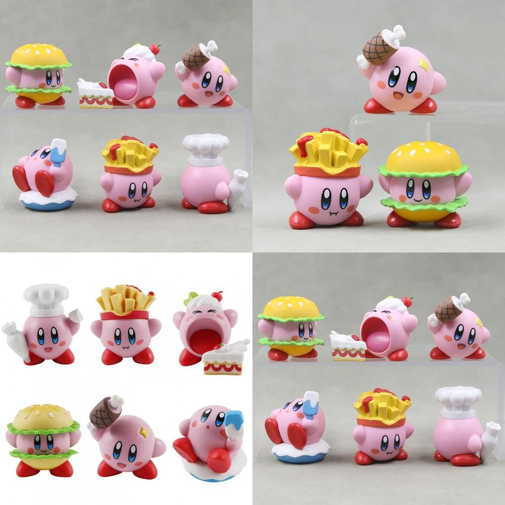 Collectible 6 Style Kirby Food Figurines Pvc Cute Car Decor Cake Accessories