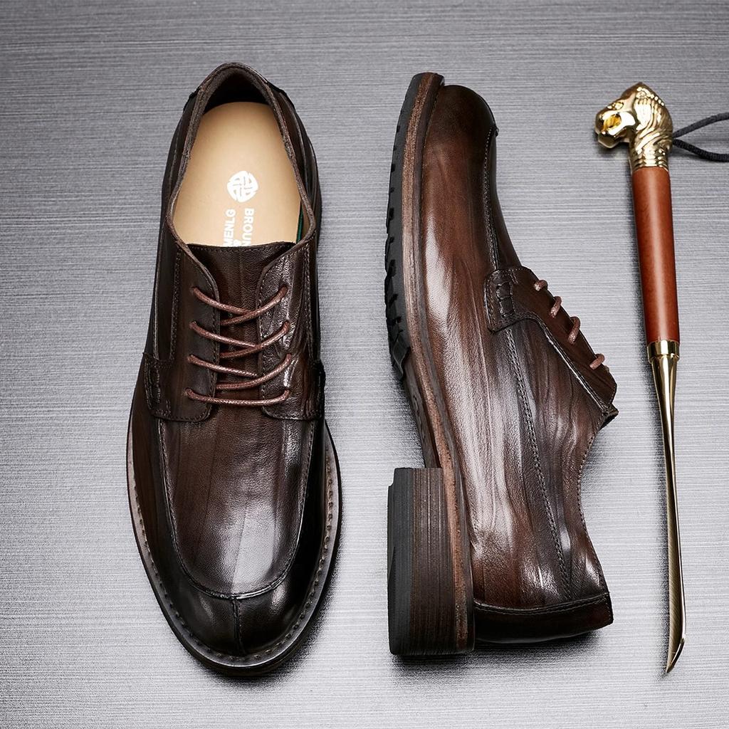 Bo Wei Men'S Business Dress Derby Shoes Goodyear Leather Shoes Breathable Casual Leather Cowhide Oxford Sole Shoes