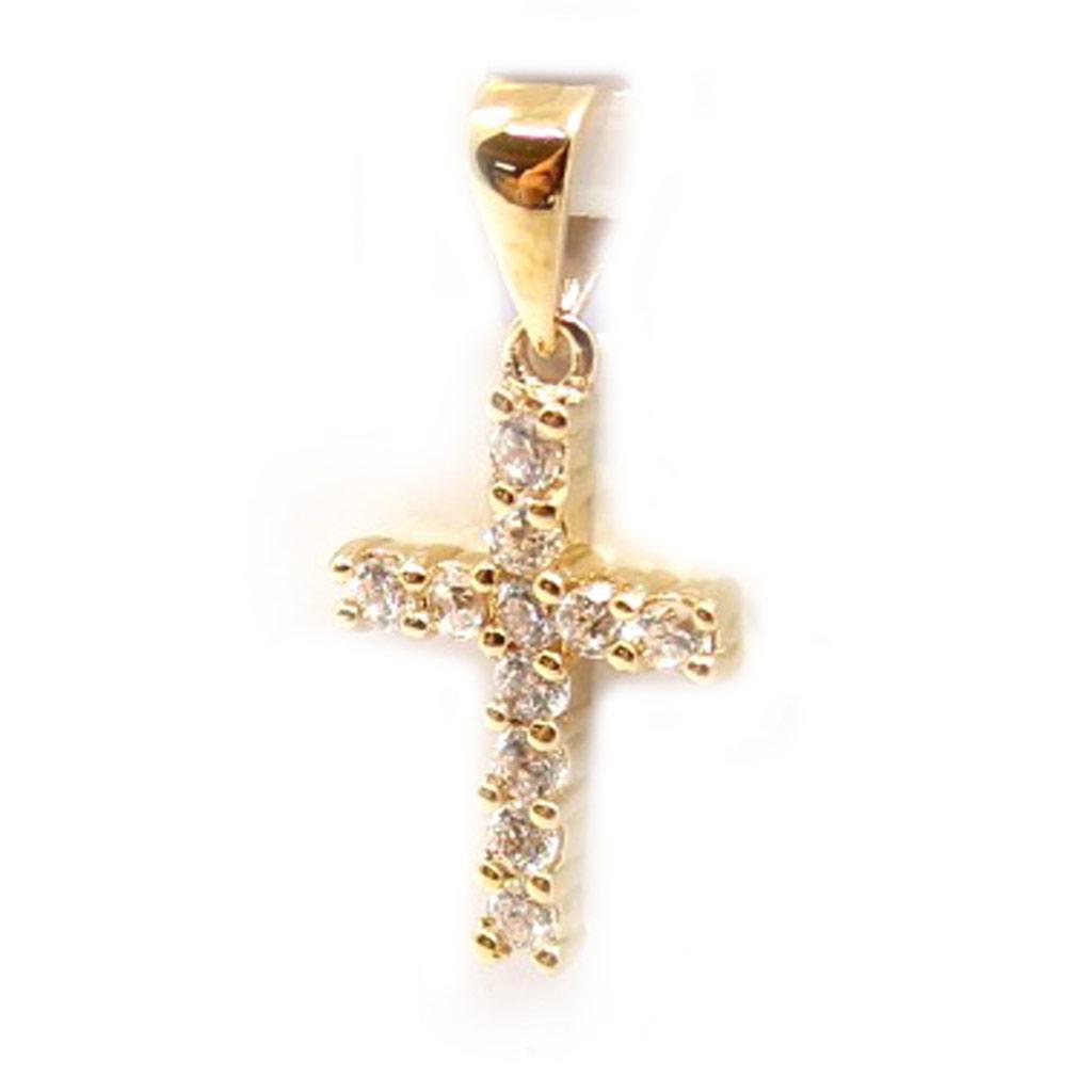 Les Trésors De Lily [K7159] - Позолоченный кулон «Крест» - белое золото - 15x10 мм