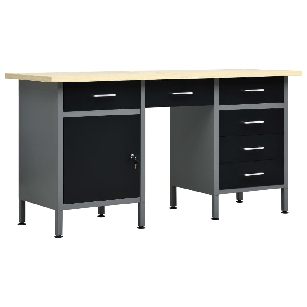 Vidaxl Biurko Robocze, Czarne, 160X60X85 Cm, Stal