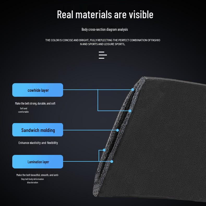 Мужской кожаный ремень - Повседневный деловой стиль с гладкой автоматической пряжкой из сплава