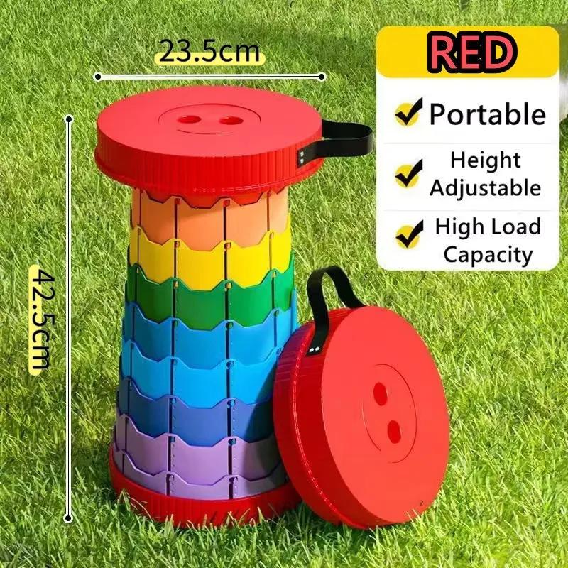 2025 1PC Rainbow Folding Stool Adjustable Height PP Material Portable Collapsible Compact for Camping Fishing Outdoor Activities
