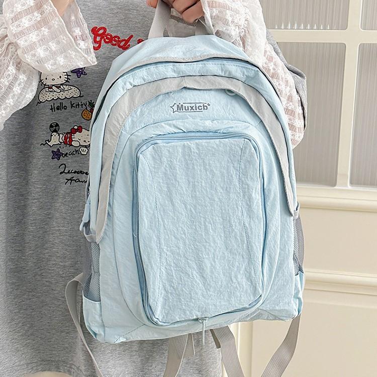School Bag High Value Solid Color Simple Fresh Leisure Large Capacity Pass Junior High School Students