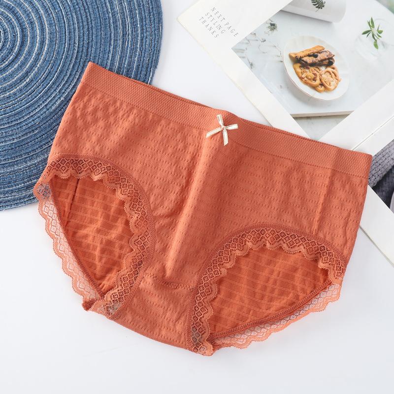 Bubble Pants Seamless Seamless Graphene Bare Ammonia Breathable Mid Waist Briefs Solid Color Lace Knickers Women's Triangle Panties