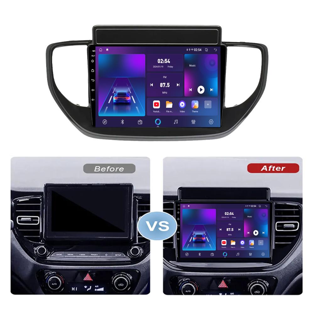 Автомобильная магнитола Android Car-Play для Hyundai Solaris 2 II 2020 - 2021 Мультимедийный плеер Головное устройство Стерео Навигация GPS BT WIFI, 2+64 ГБ