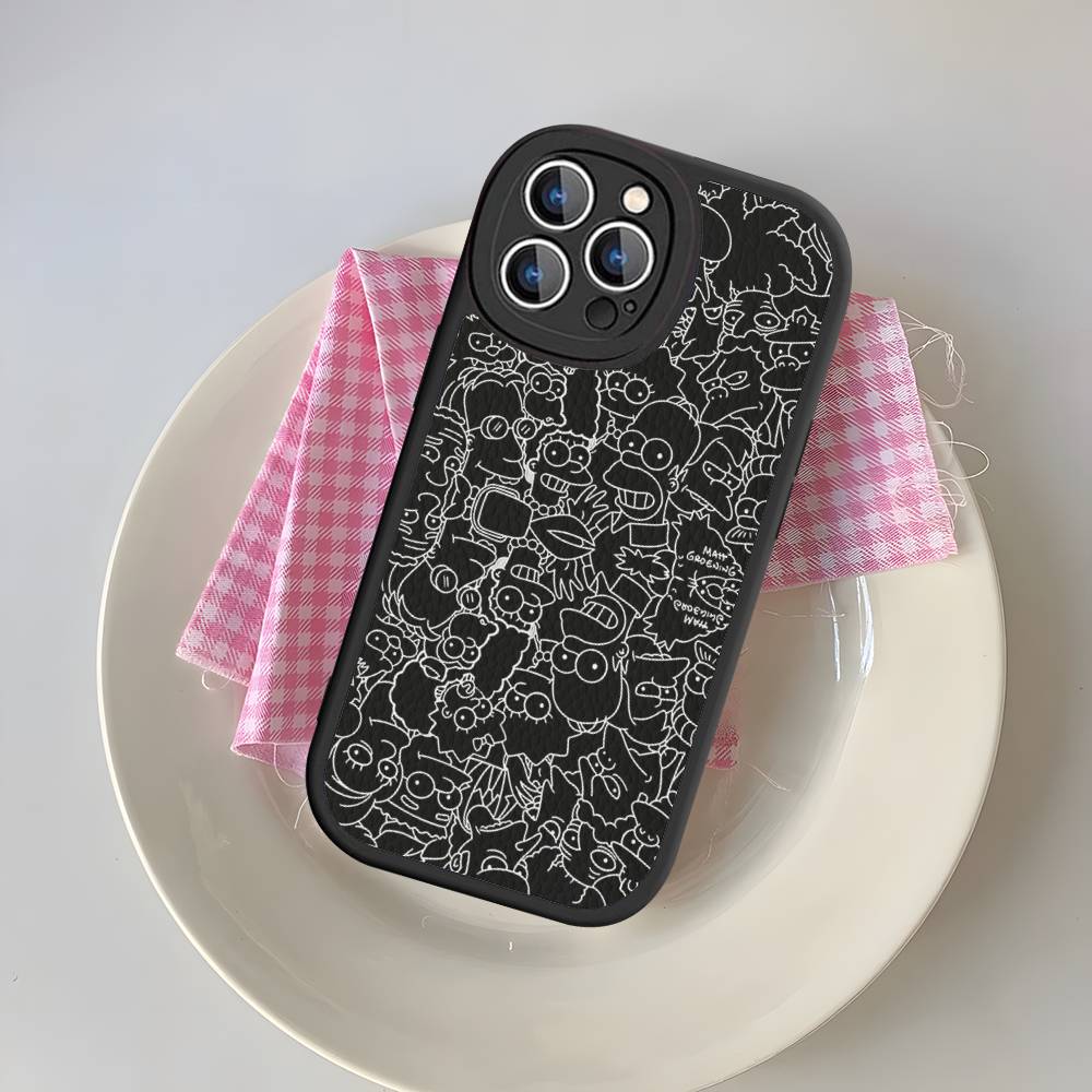 Смешной мультяшный чехол для телефона S-Симпсоны для iPhone 16 15 14 13 Pro Max 11 12 Plus Кожаный силиконовый чехол