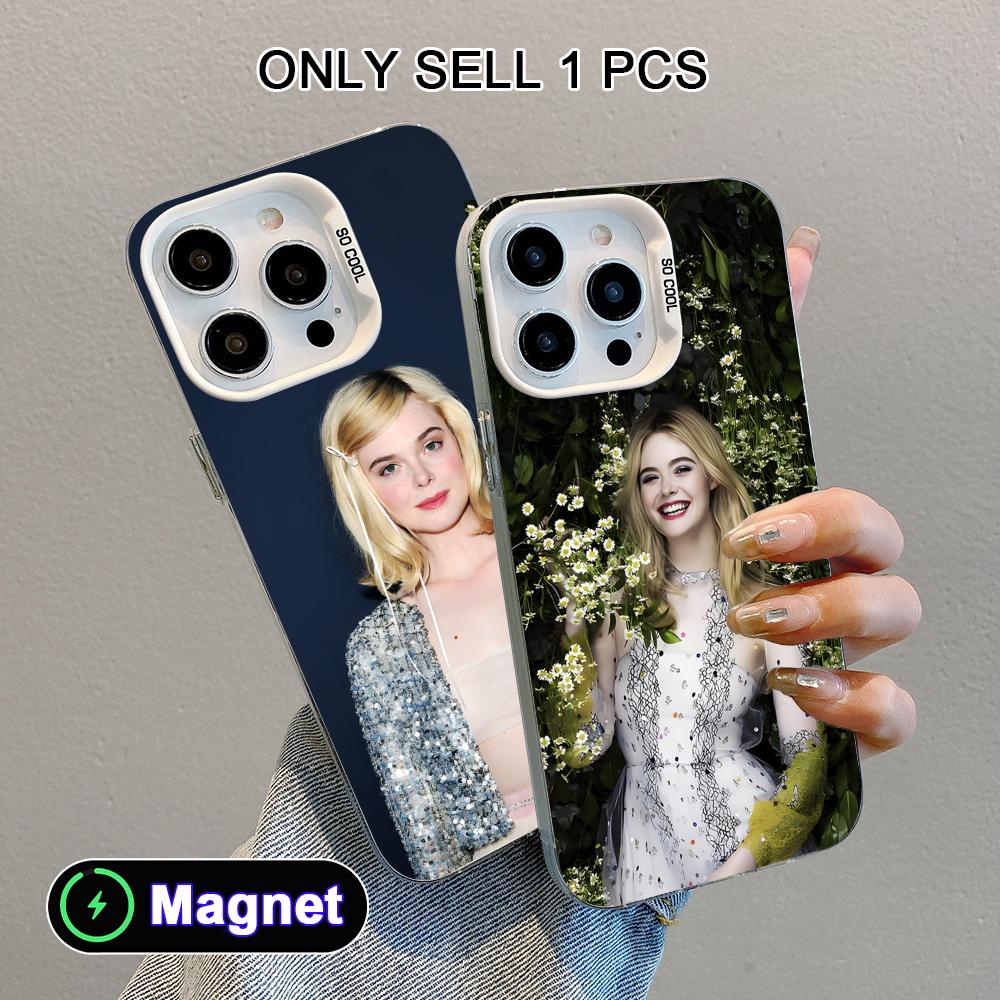 Elle Fanning White Translucent MagSafe Mobile Phone Case for iPhone 17 16 15 14 13 12 11 X XR XS Air Pro Max Plus Cover