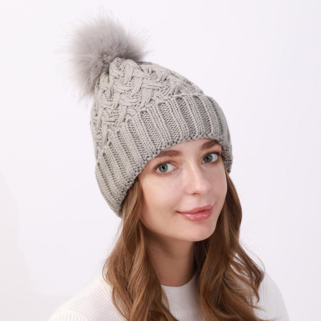 Женская плюшевая утолщенная шерстяная шапка, осенне-зимняя уличная морозостойкая теплая вязаная шапка