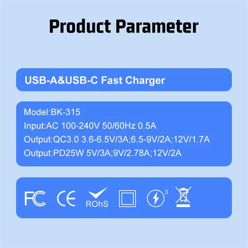 Быстрая зарядка PD 25 Вт USB C для iPhone 15 Pro Max Xiaomi 14 Oneplus EU US Мини 2 порта Дорожная вилка Адаптер для быстрой зарядки телефона