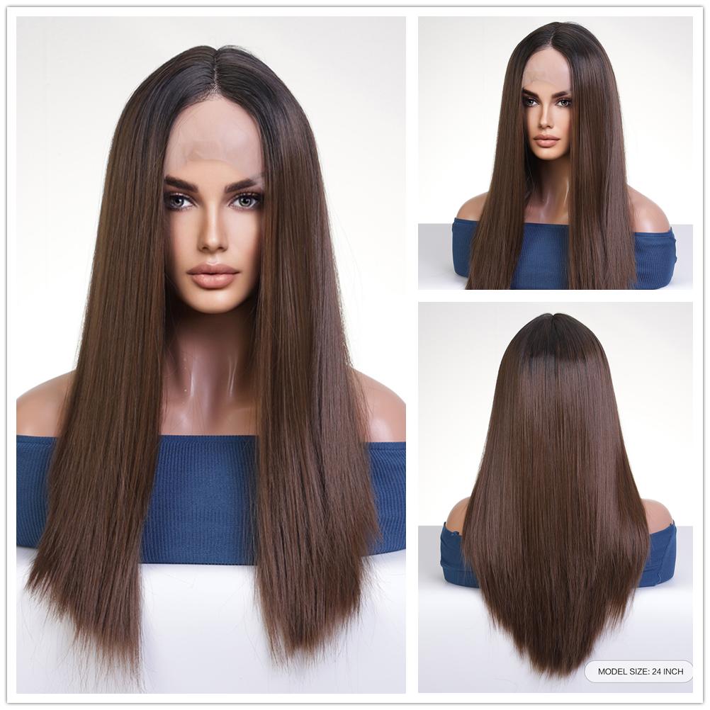 Блондинка, синтетический парик с кружевной передней частью, средней длины, омбре, от блондинки до платины для женщин, повседневные вечерние парики для косплея, термостойкие волокна волос