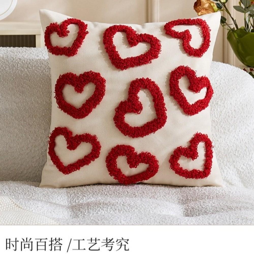 Velvet Tufted Cushion Case Romantic Throw Pillow Cover Valentine Love Plush Pillow Cover  Bedroom