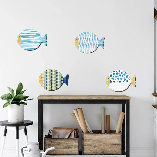 4 шт./набор Деревянное украшение на стену в виде рыбы Фермерский дом Рустикальный Морской Скульптура Настенное искусство в виде рыбы