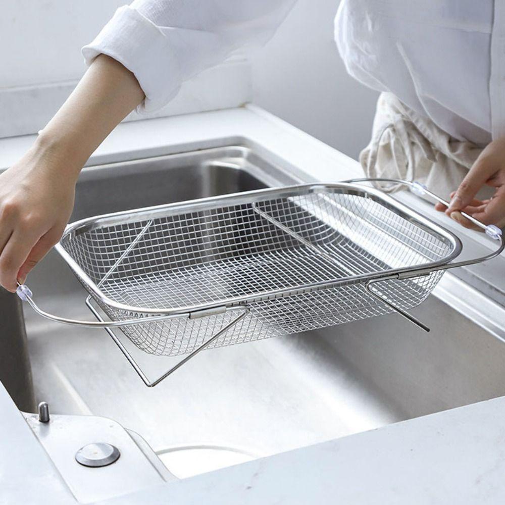 Мелкоячеистая расширяемая дуршлаг для мойки из нержавеющей стали сито для мойки сушилка для посуды овощи