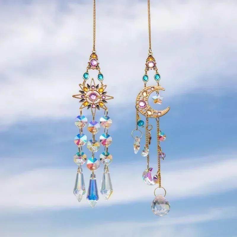 Home Fashion Decoration Brand New Crystal Pendant Window Prism Rainbow Wind Chime Sun and Moon Hanging Garden Craft Decoration