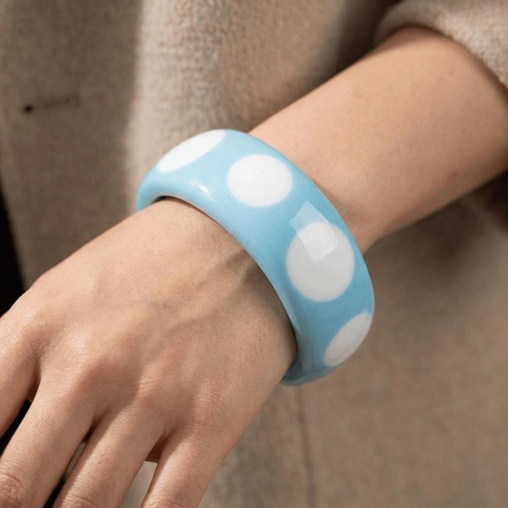 Hip Hop Resin Polka Dot Bangles Round Wide Candy Color Bracelets Fashion Jewelry  Unisex
