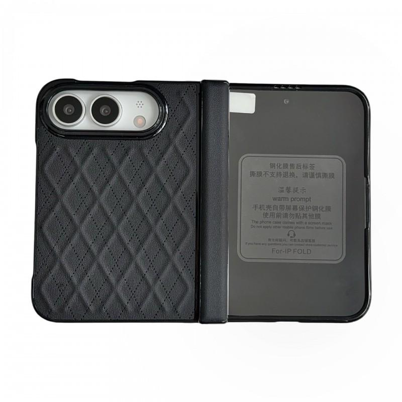 Magnetic Snap-on Case IPhone Duo With Full Coverage PU Leather Rhombus Shockproof Protection