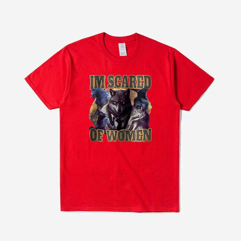 Новая футболка 2025 года, лето-осень, с забавным принтом "Я боюсь женщин", повседневная спортивная короткорукавная уличная одежда для мужчин и женщин