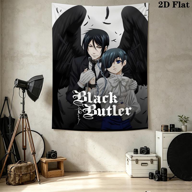 Black Butler Wall Tapestry Aesthetic Wall Hanging Printed Fabric Blanket Decorative Tapestries For Bedroom Living Room Home Decor