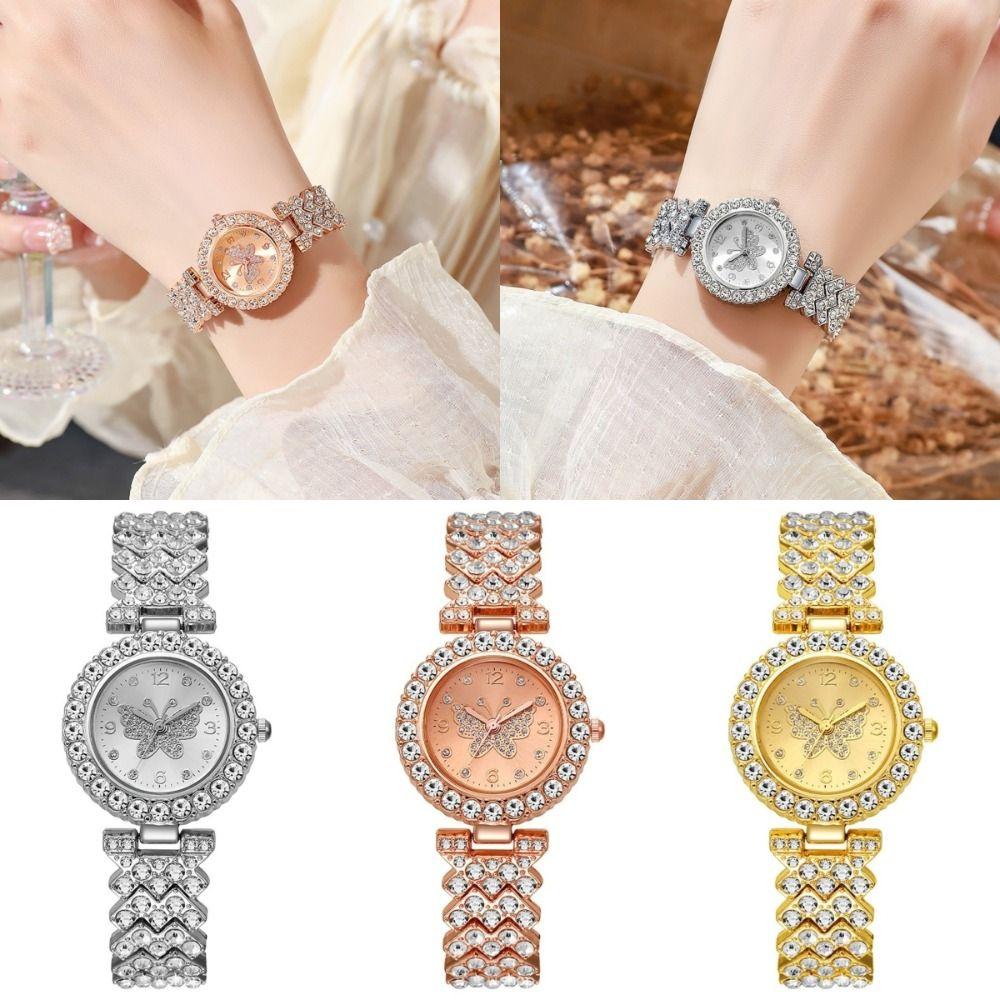 Butterfly Surface Design Quartz Watch Diamond Decoration Butterfly Surface Watch Gift