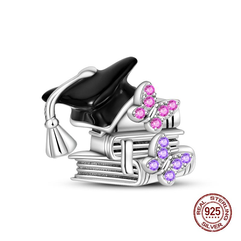 New In Original Charms Copper Sweet Pink Robot Charm Beads Fits 3Mm Original Bracelets For Womens Diy Fine Jewelry Gift