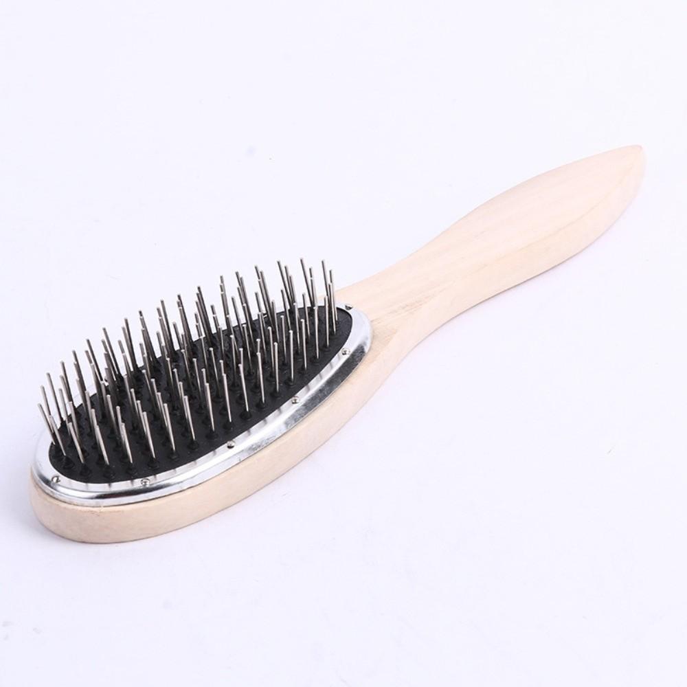 Wooden Handle Anti Static Steel Comb Detangling Hair Extensions Wig Brush  Household
