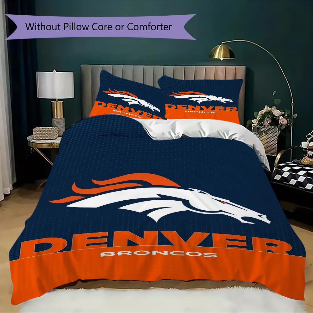 Denver Broncos Pattern Bedding uilt Set uilt Cover Pillowcase Home Decoration Birthday Gift (1*duvet cover + 2*pillowcase without core)