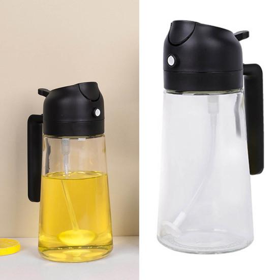 470ML Oil Dispenser Spray Pour 2 In 1 Olive Bottle Sprayer for Air Fryer Salad Frying Multi-Liquid Oil BPA-Free Glass Wide Mouth Oil Sprayer