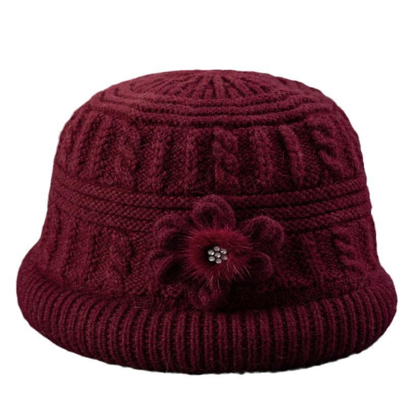 Scarf Knitted Warm And Hat Set For Middleaged And Elderly Women