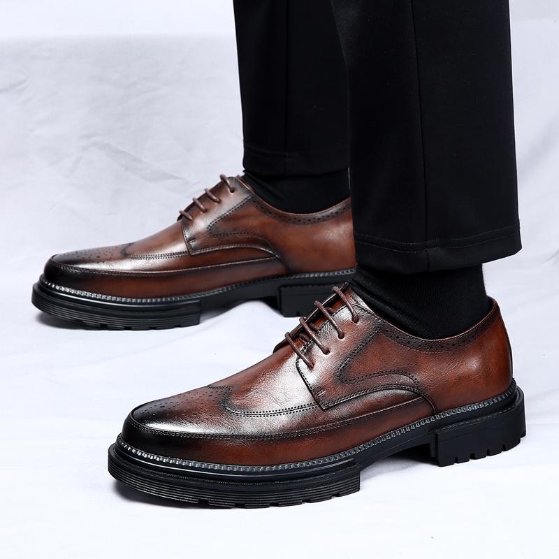 Классические мужские туфли из натуральной кожи в деловом стиле, модные резные мужские туфли на шнуровке, удобные свадебные туфли для банкета