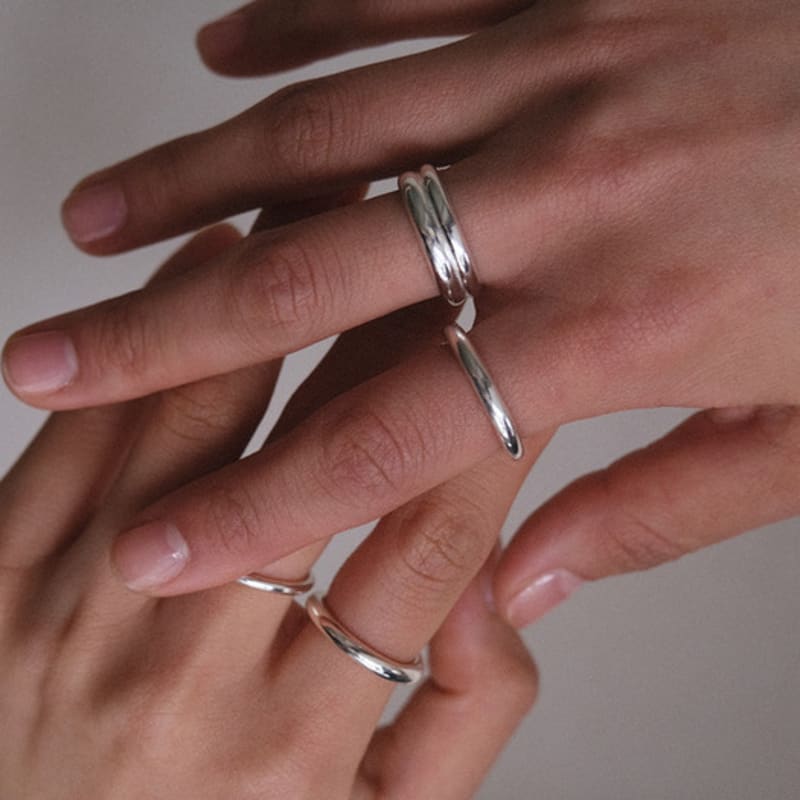 Кольцо Двойная Петля Другой Слой (silver925)(2color)