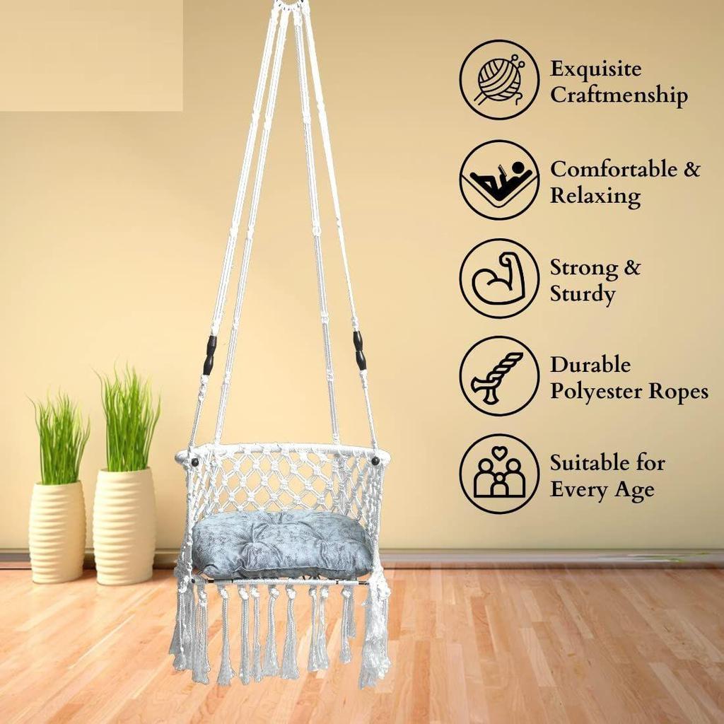 Sinfgle Seater Polyester Premium C Shape Swing For Adults/Kids For Home/Balcony, Garden/Hammock Hanging Swing Chair