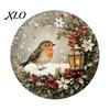 Winter Theme Party Supplies Wooden Bird Hanging Sign, Rustic Decorative Wall Plaque with Sign for Christmas Rope, 2D Flat Art Decor Holiday