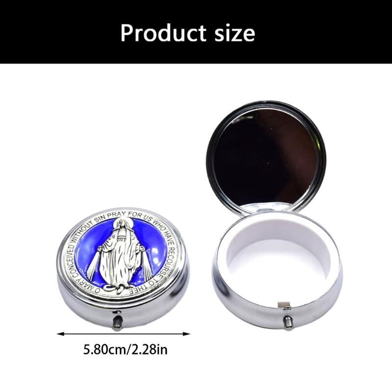 Rosary Jewelry Box Metal Religious Trinkets Box Catholic Christian Roman Rosary Keepsakes Case Prayer Bead Eucharistic Box