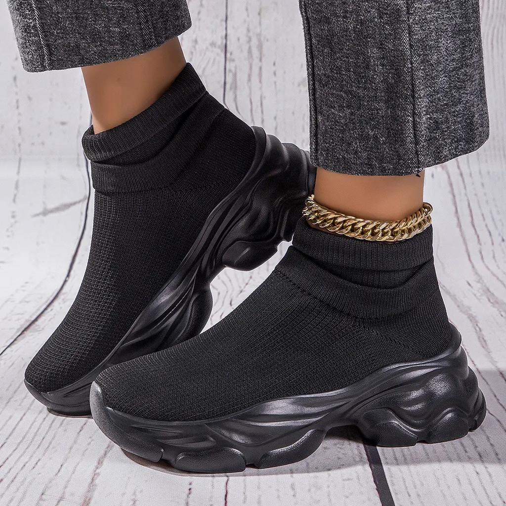 Sneakers Fitness Sports Casual Shoes Running Shoes High-top Slip-on Casual Women's Shoes Are Fashionable and Lightweight Height-increasing Shoes