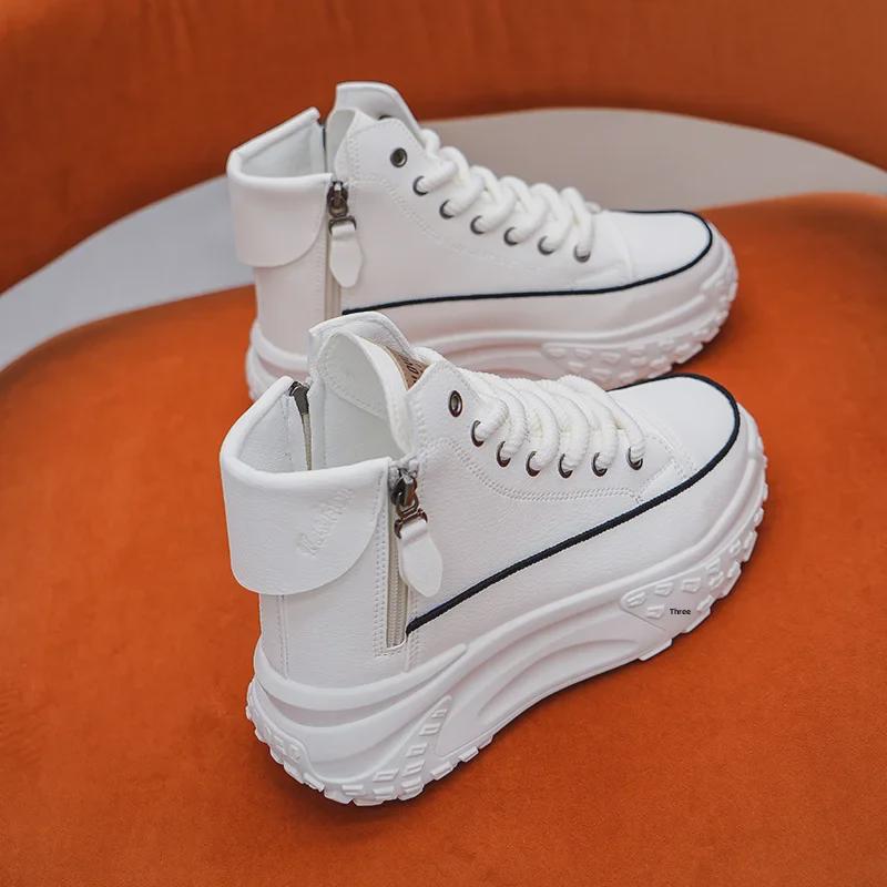 Женские высокие модные кроссовки осень 2023 года: Универсальные туфли для пап на толстой подошве в модном корейском стиле.