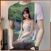 Жаркая летняя крутая девушка новая мужская красивая футболка с короткими рукавами 3D круглый вырез 2024 спортивная футболка топ