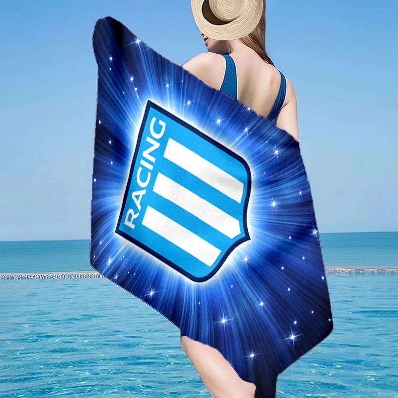 Racing Team Emblem Microfiber Beach Towel, Lightweight And Quick-Dry, for Summer Travel, Beach Essential, Swimming Pool
