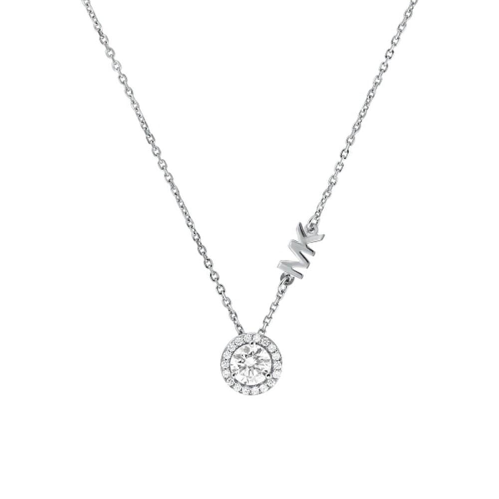 Michael Kors Mkc1208An040 Серебряное колье с подвеской в виде логотипа MK