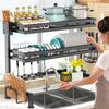 Стойка для хранения кухонной посуды, регулируемая длина, грузоподъемность 144 фунта, нержавеющая, легко моется, большая металлическая стойка для посуды