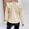 Женская Милая бабочка Tie Loose Long Sleeves Stand-Up Shirt Shirt Early Spring Design Sense of Fungus Skinny Blouse Senior Feeling